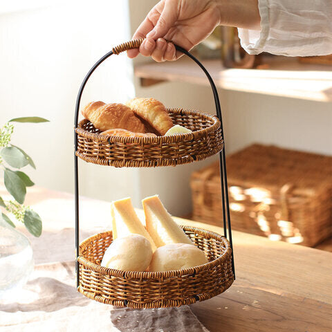 rattan iron round rack