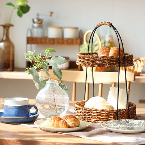 rattan iron round rack