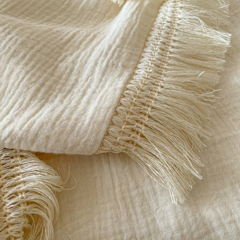 fringe cotton bed cover set