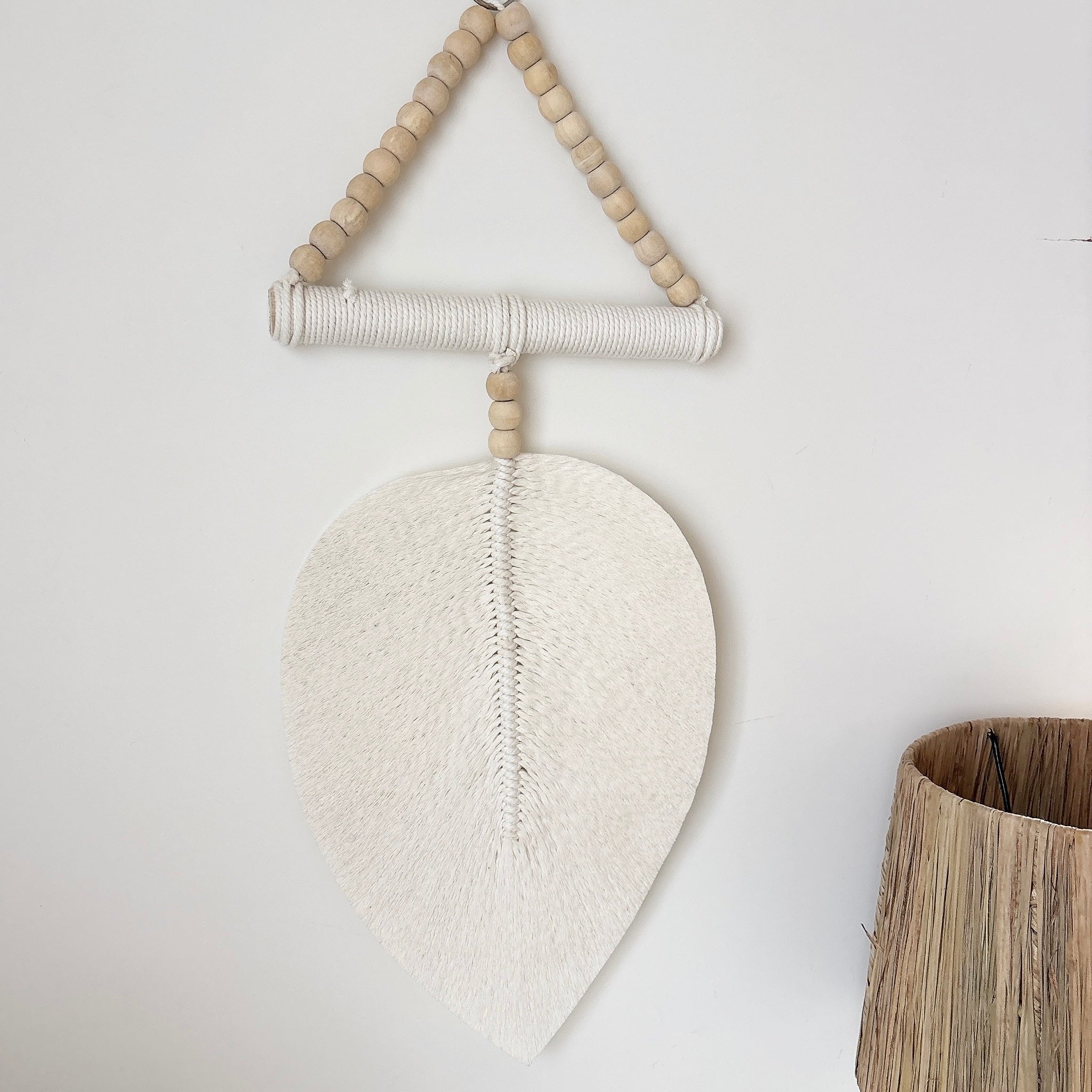 leaf wood beads wall hanging