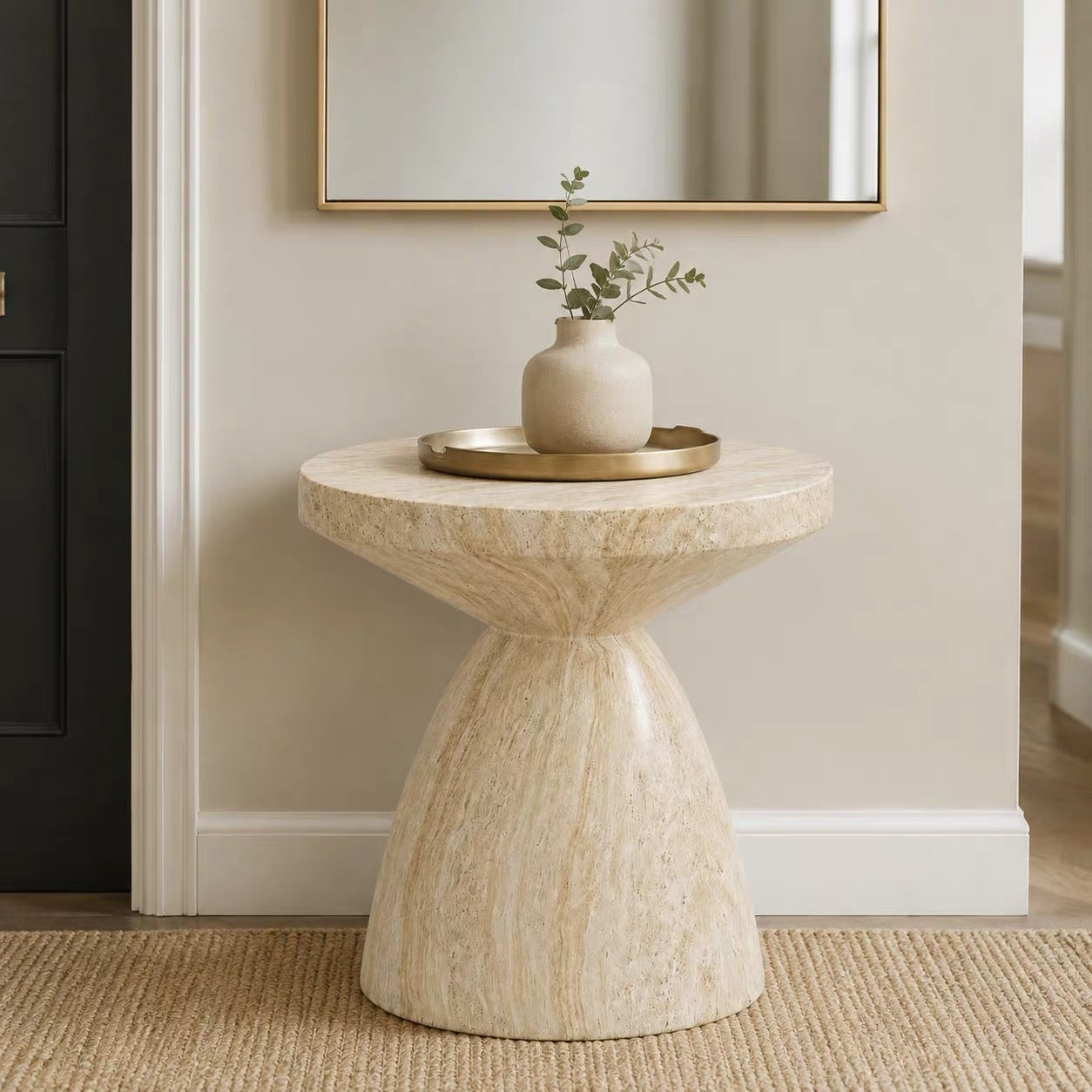 stone look accent side table
