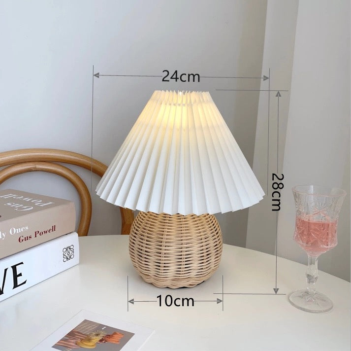 rattan pleated lamp