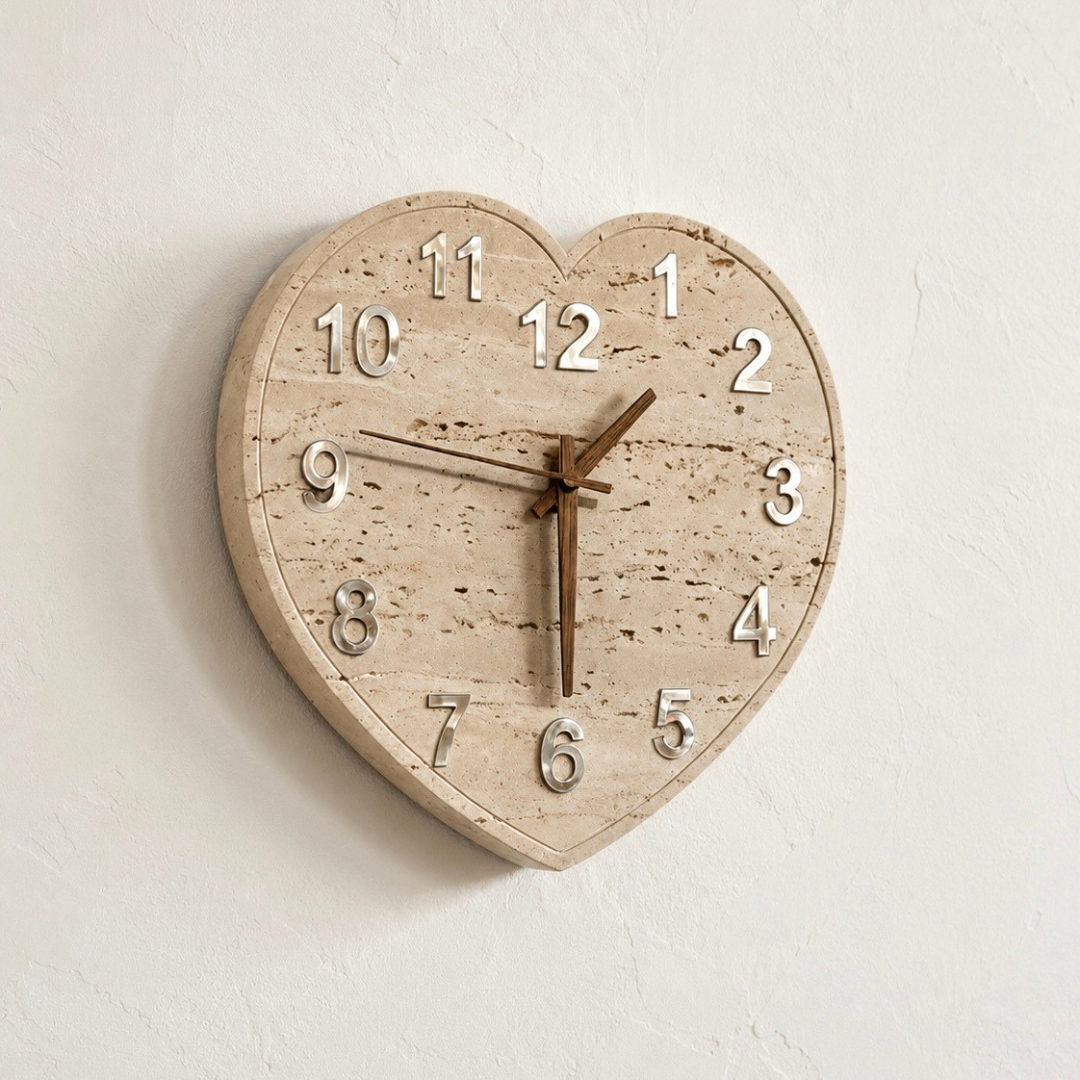 shell stone heart clock