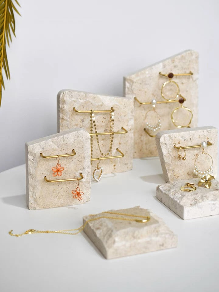 stone brass jewelry stand