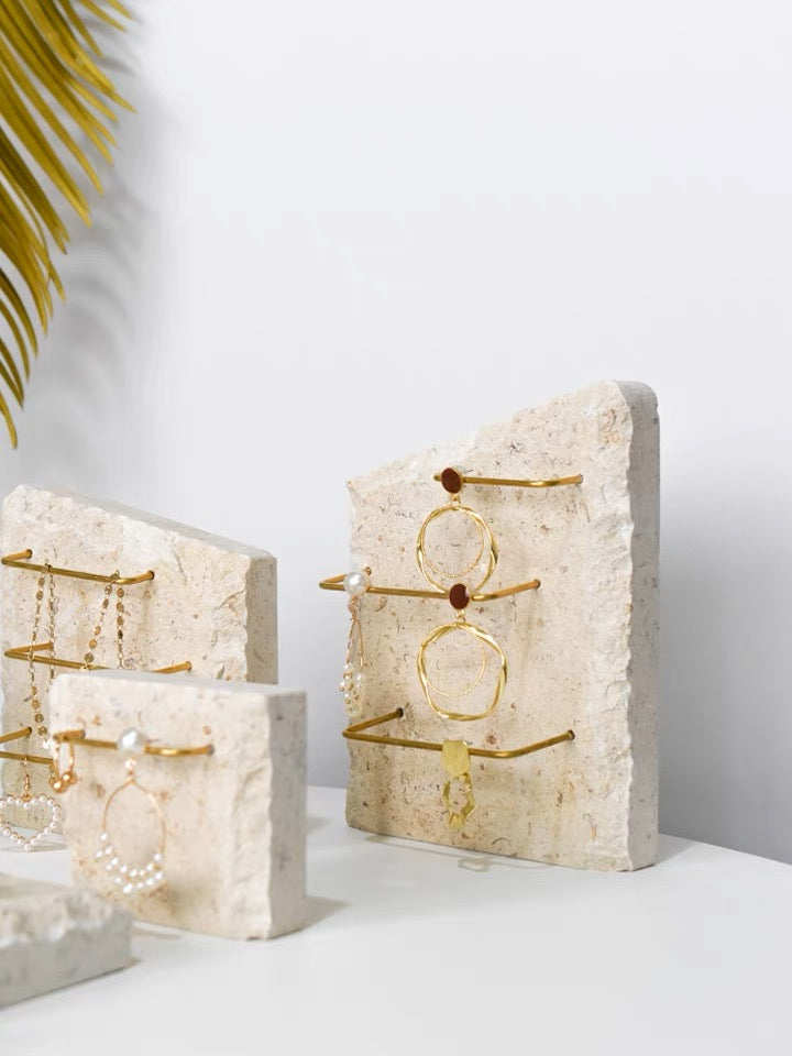 stone brass jewelry stand