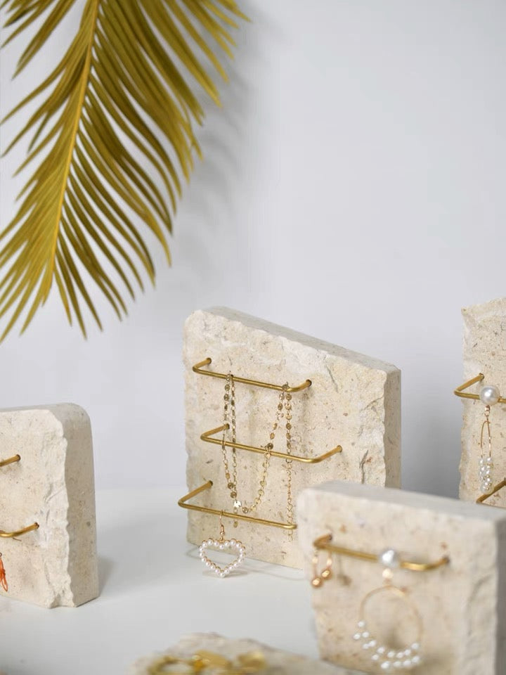 stone brass jewelry stand