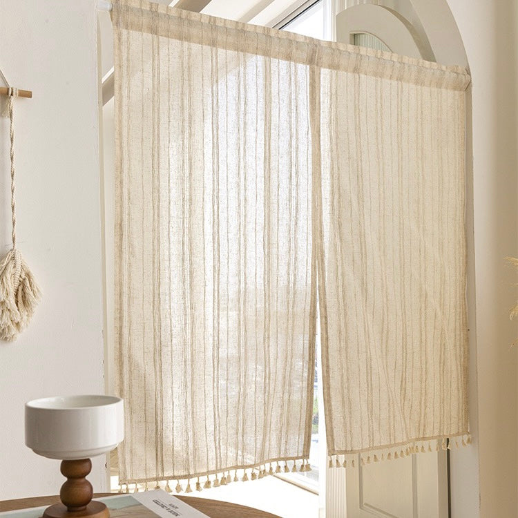 jute tassel sheer curtain