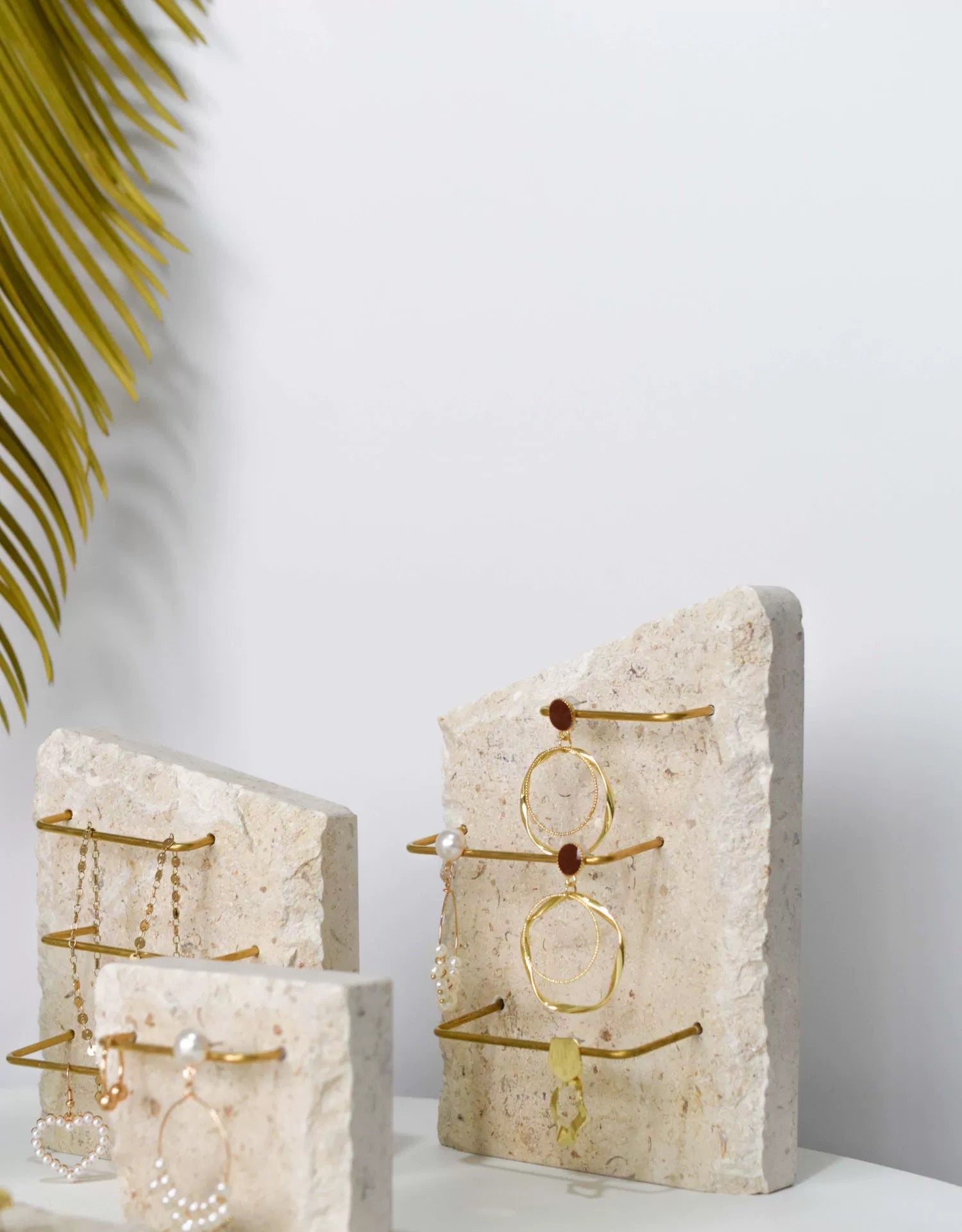 stone brass jewelry stand