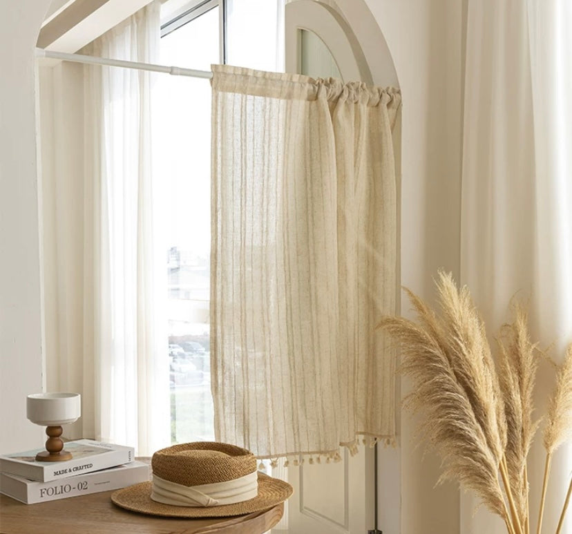 jute tassel sheer curtain