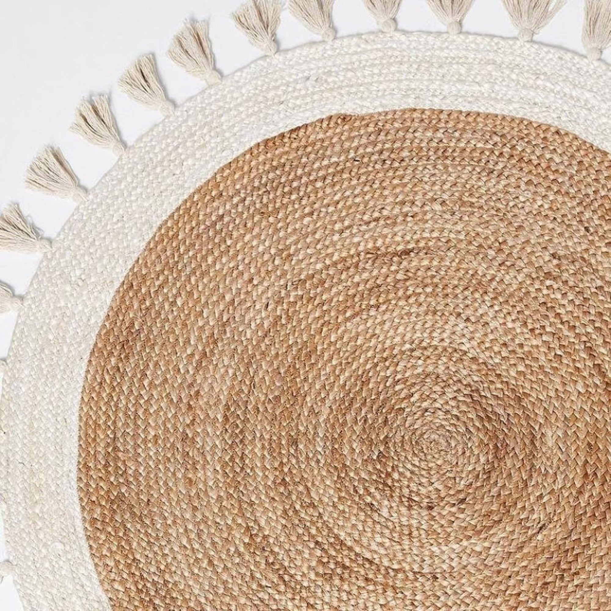 jute fringe round rug