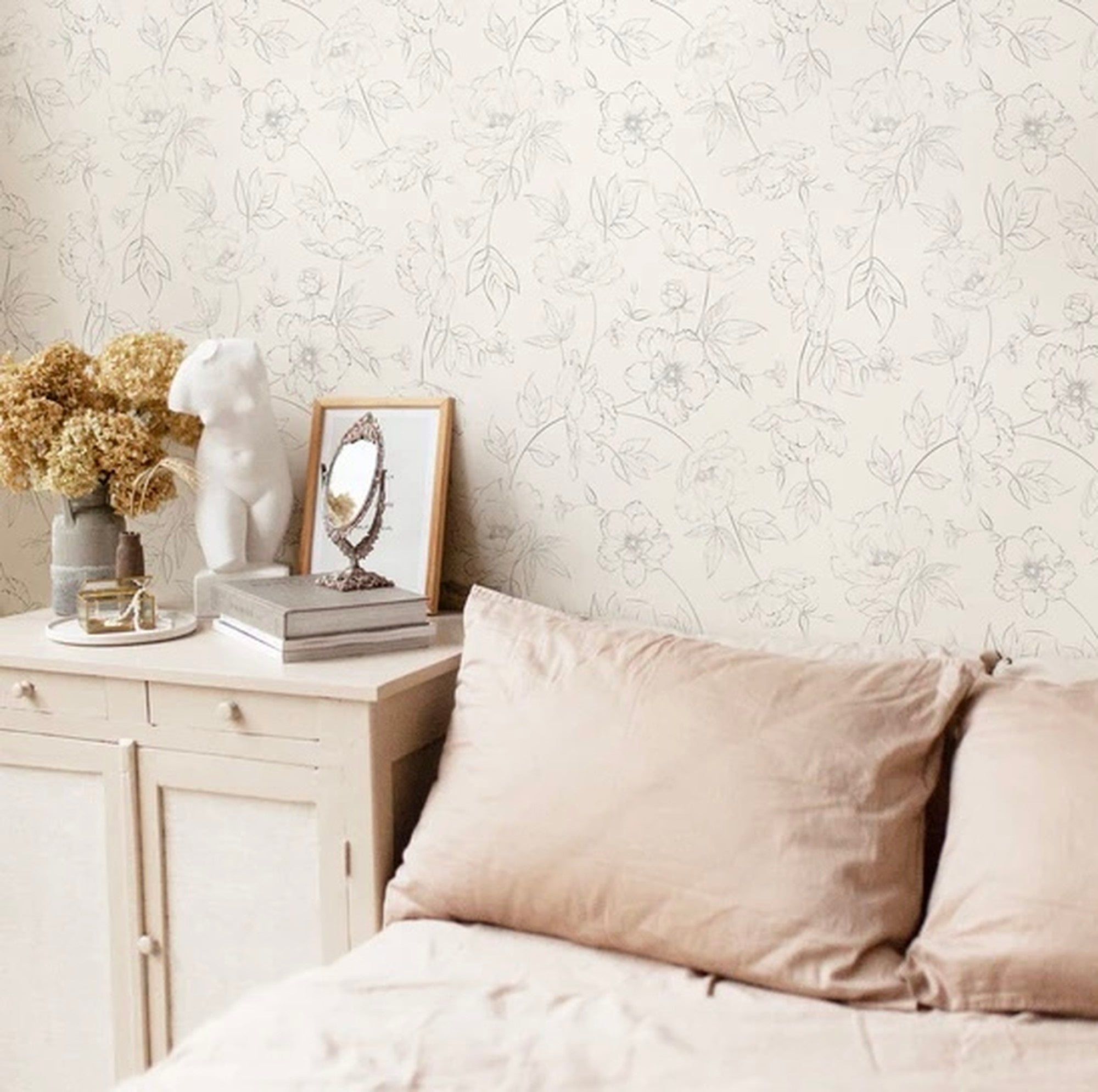 subtle floral removable wallpaper