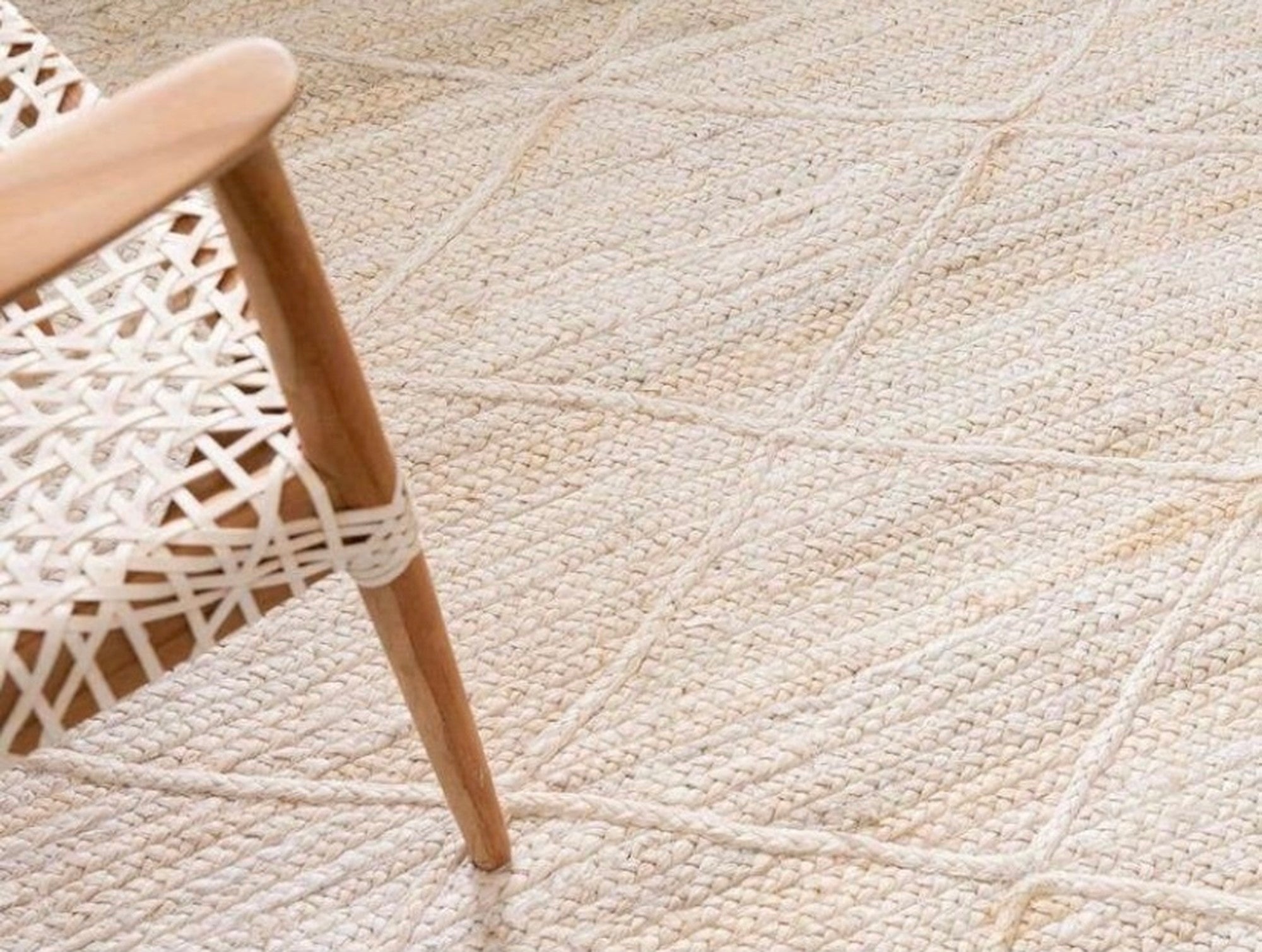 hemp jute handwoven rug white