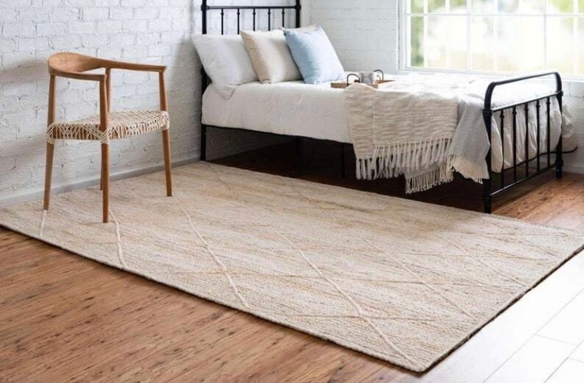 hemp jute handwoven rug white