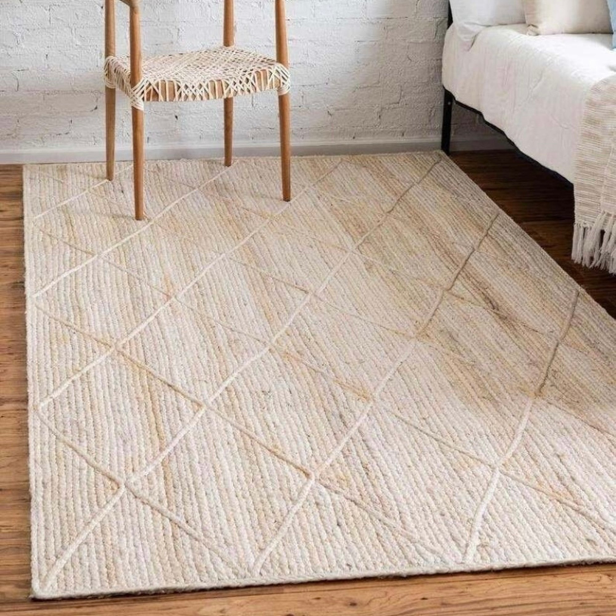 hemp jute handwoven rug white