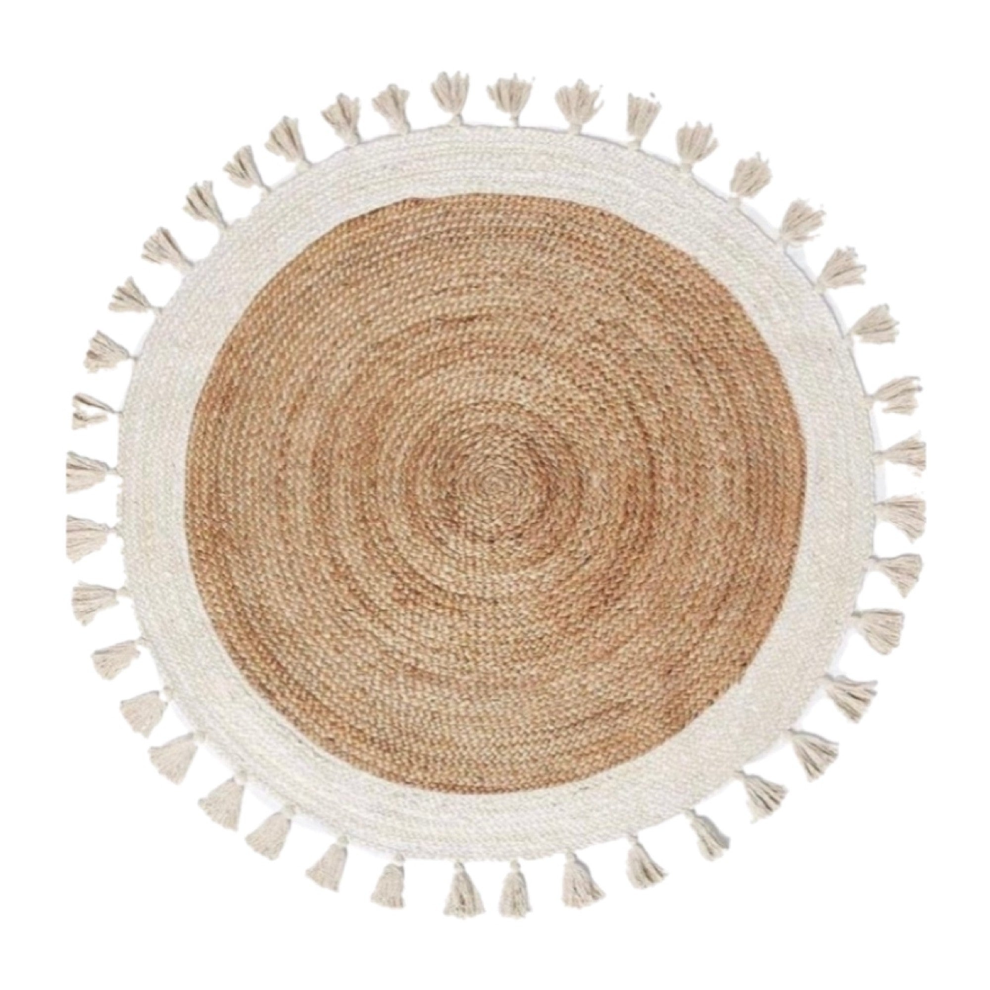 jute fringe round rug