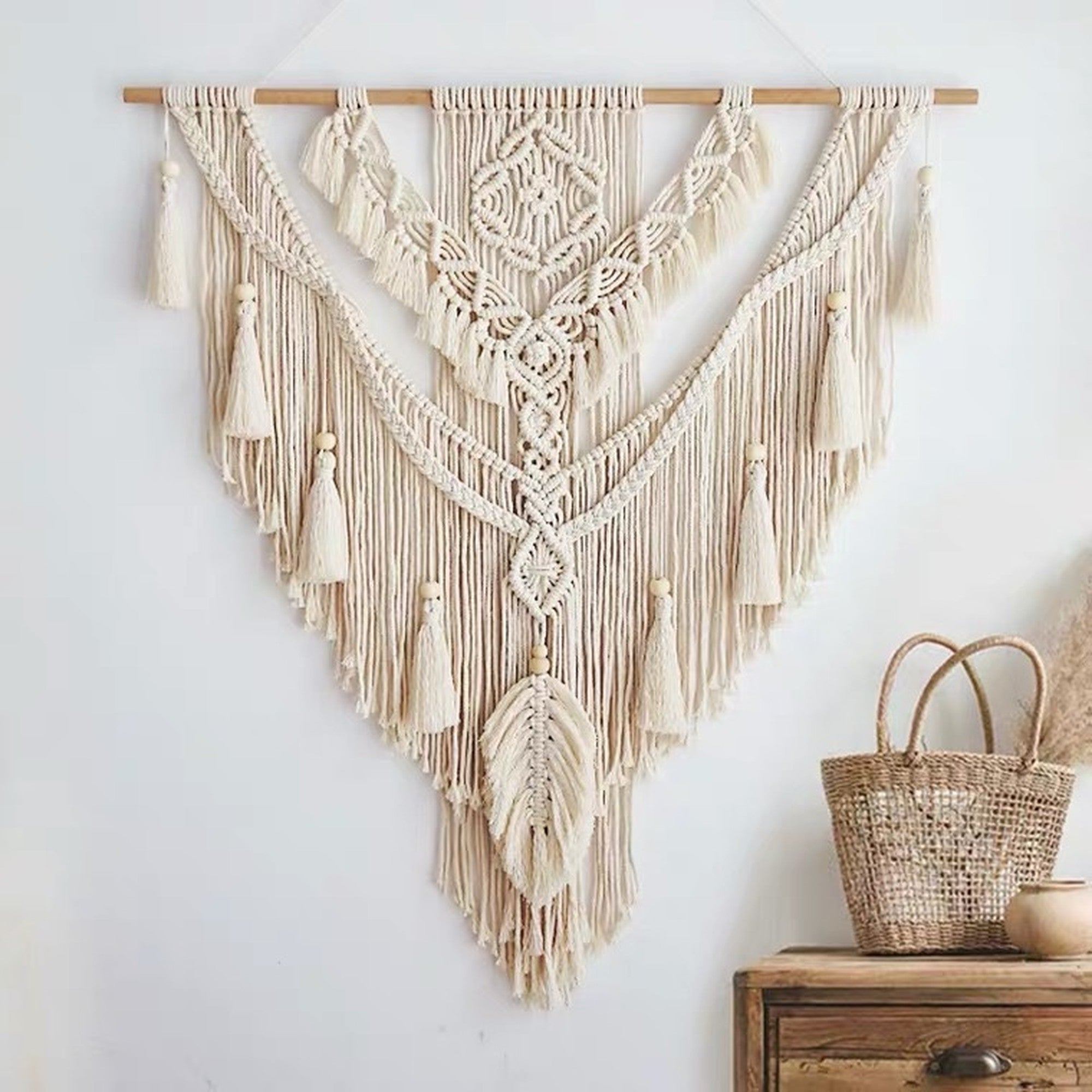 wide macrame tapestry