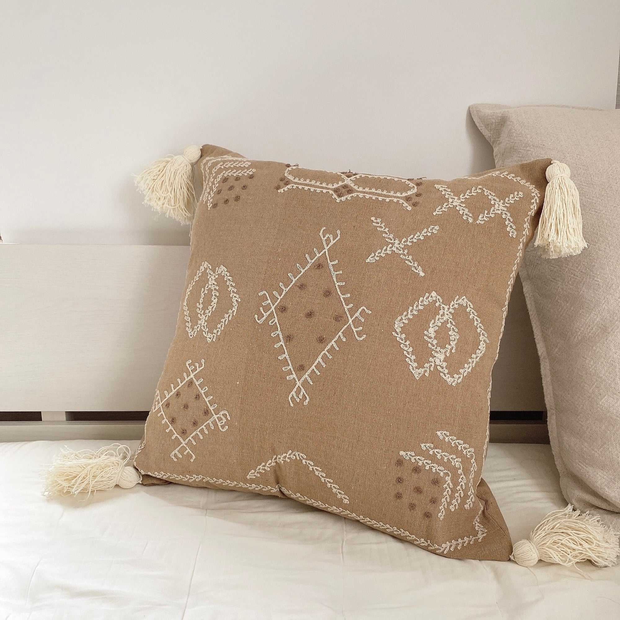 brownie embroidered cushion cover