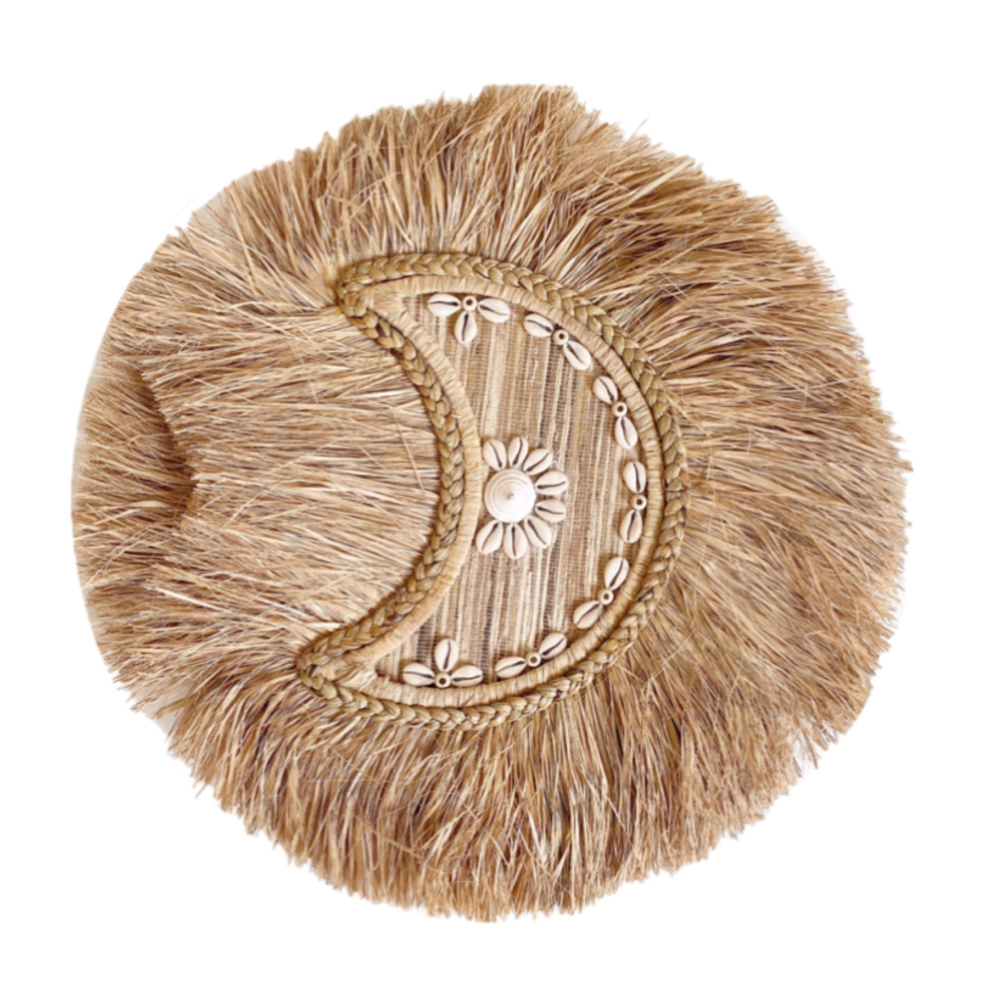 braided moon shell wall decor
