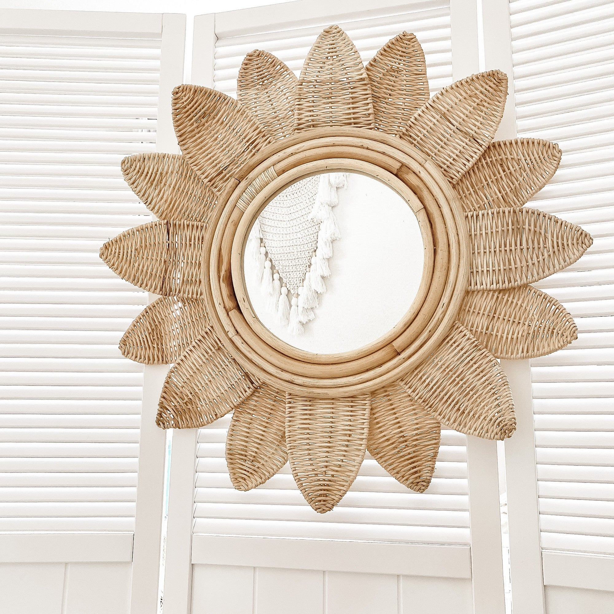 sunflower big rattan mirror