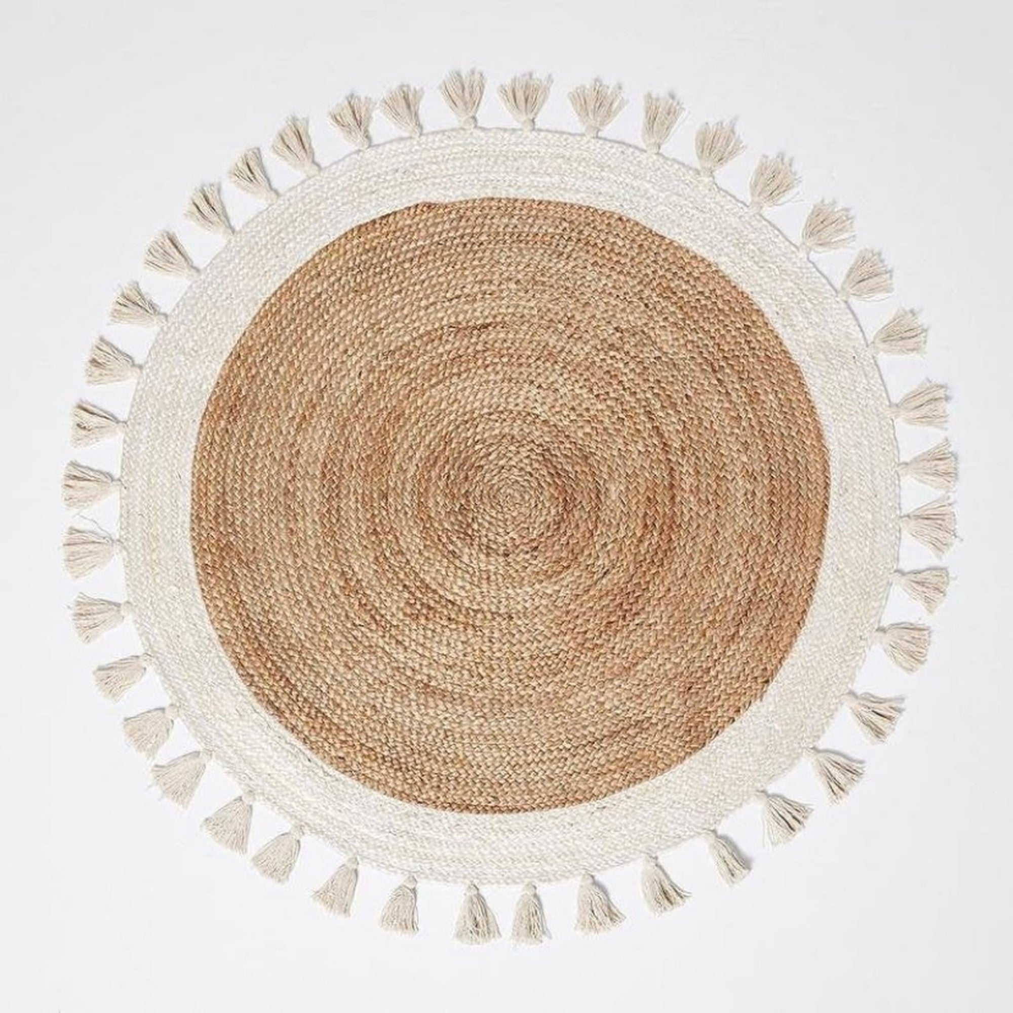 jute fringe round rug