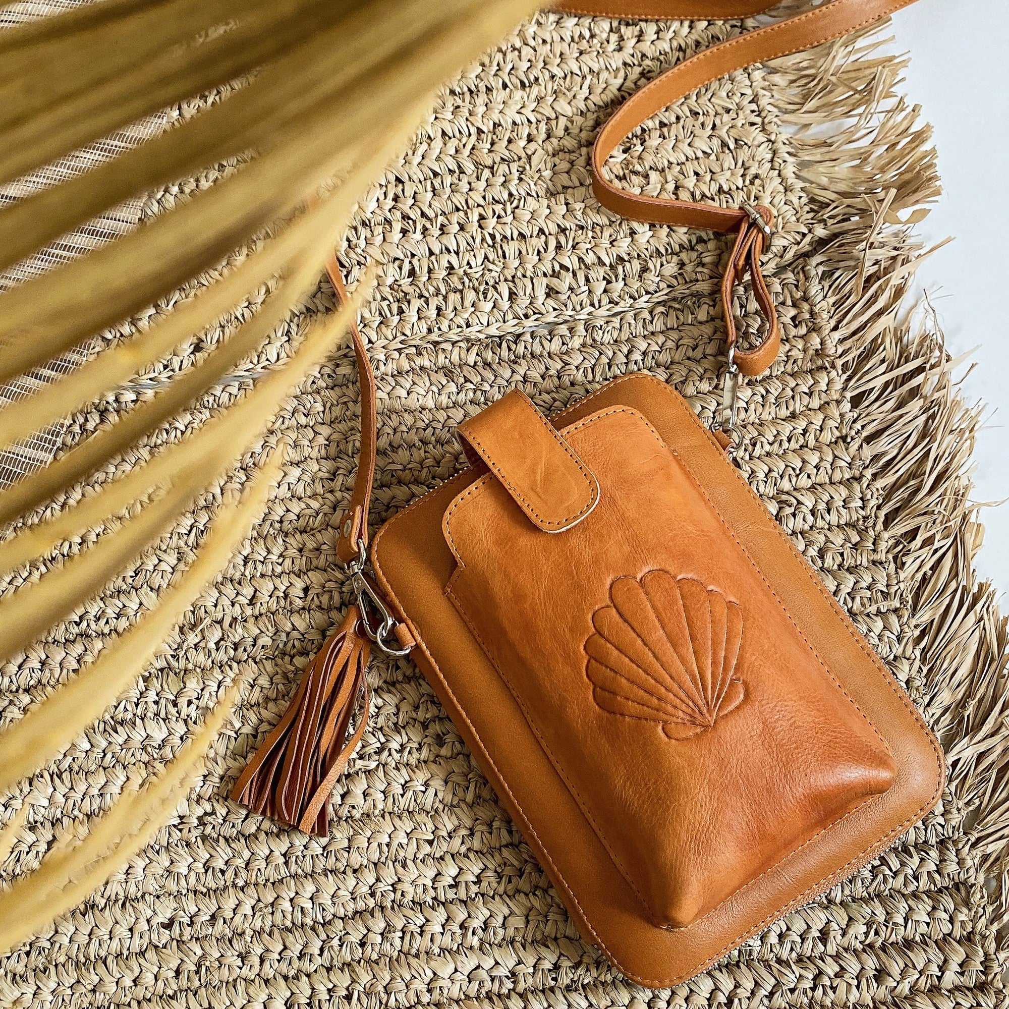 2way shell leather multiple bag