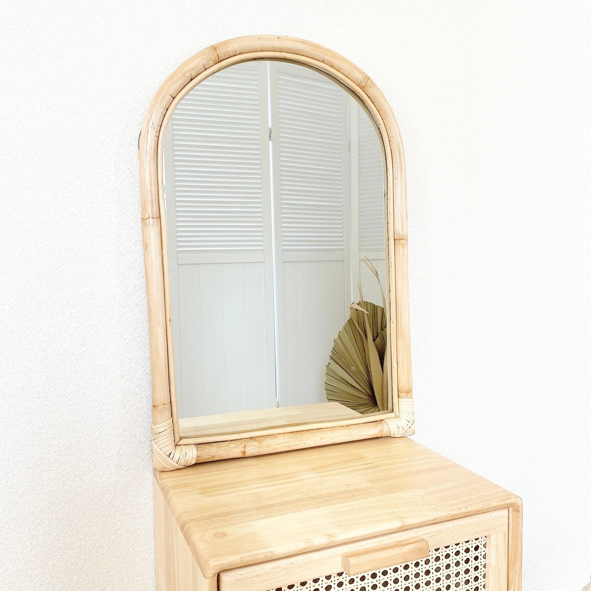 rattan window mirror