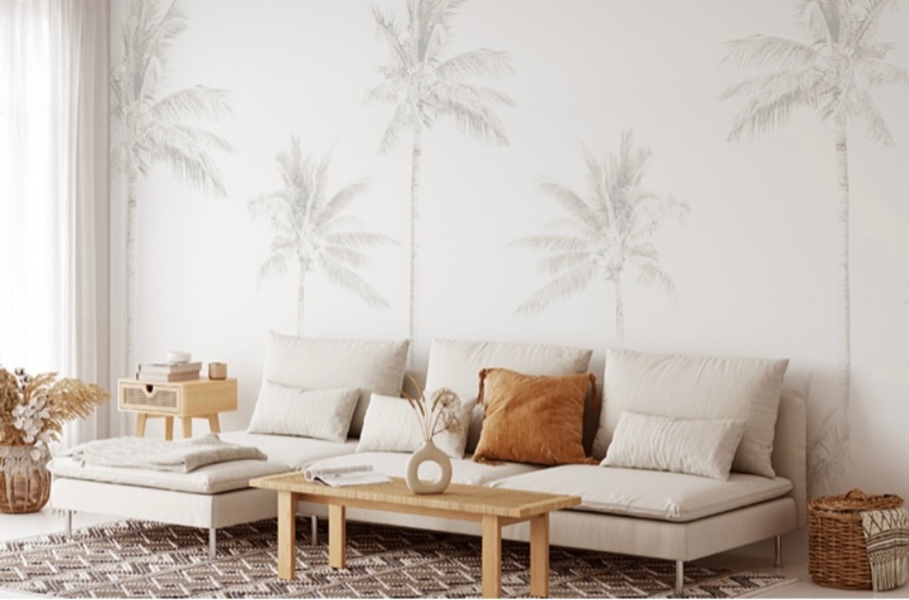 faded palms removable wallpaper