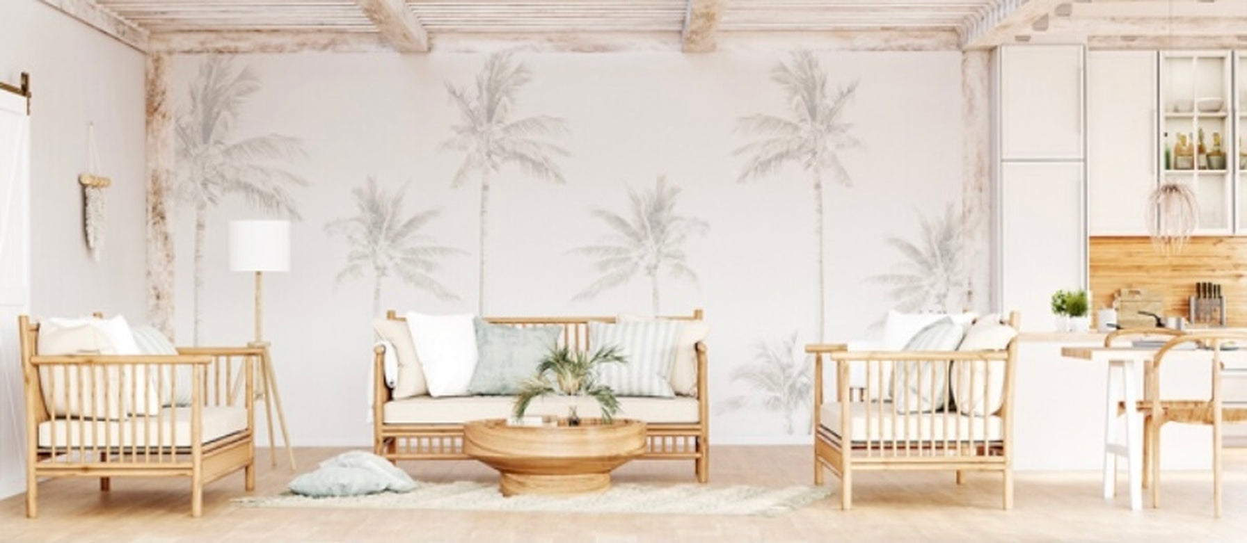 faded palms removable wallpaper