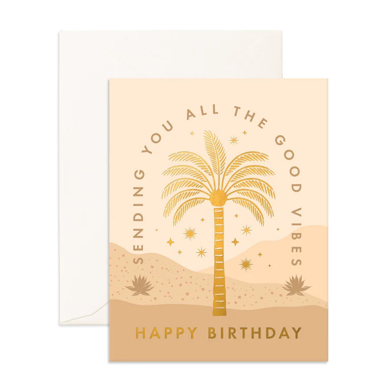 birthday vibes palm greeting card