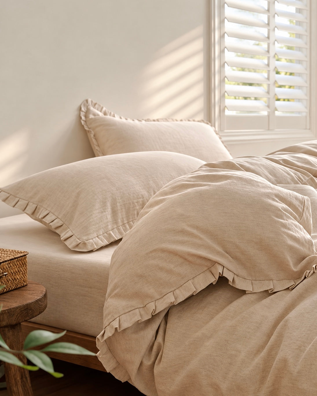 linen cotton frill bedding set