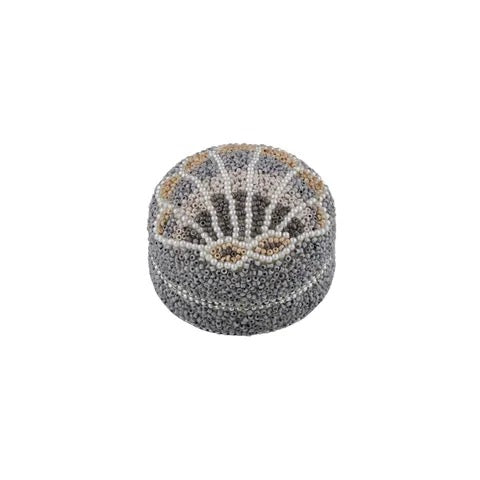 shell beaded trinket box 8x8x5cm blue