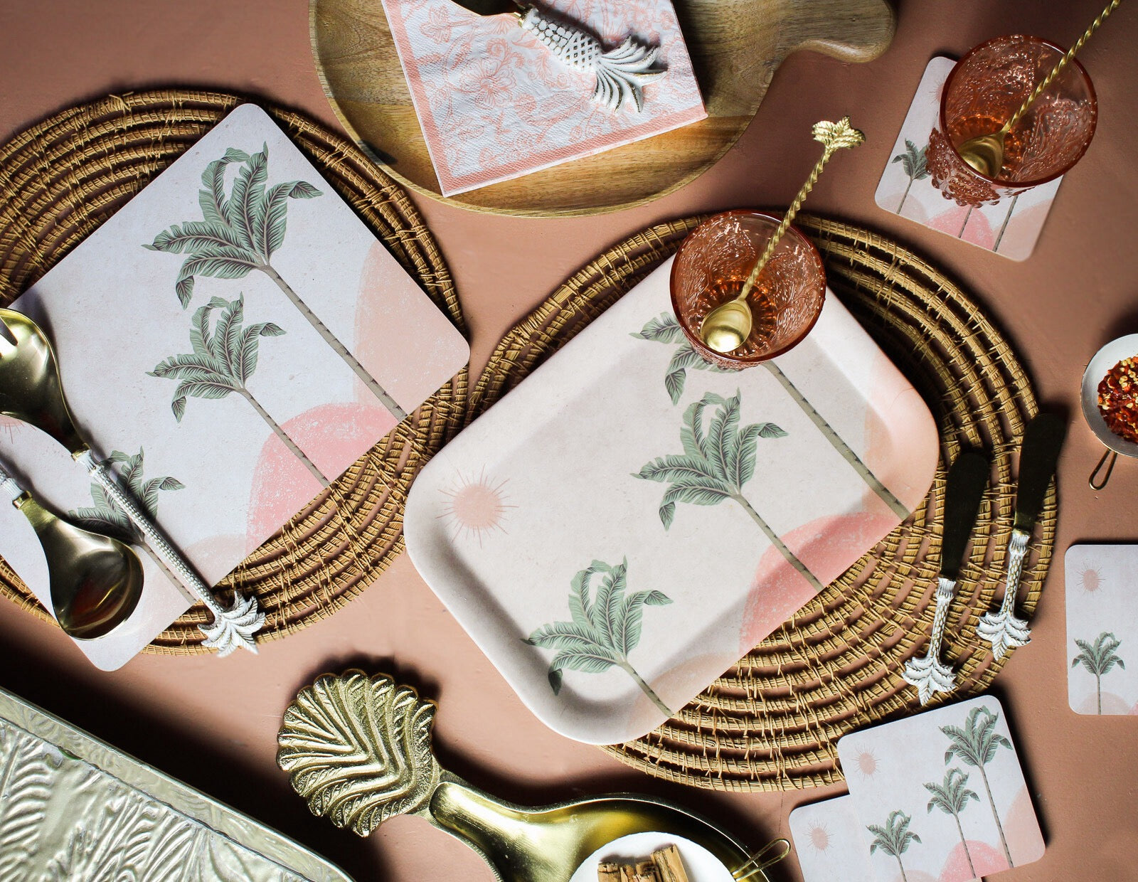 [即納可]tray rect havana palm