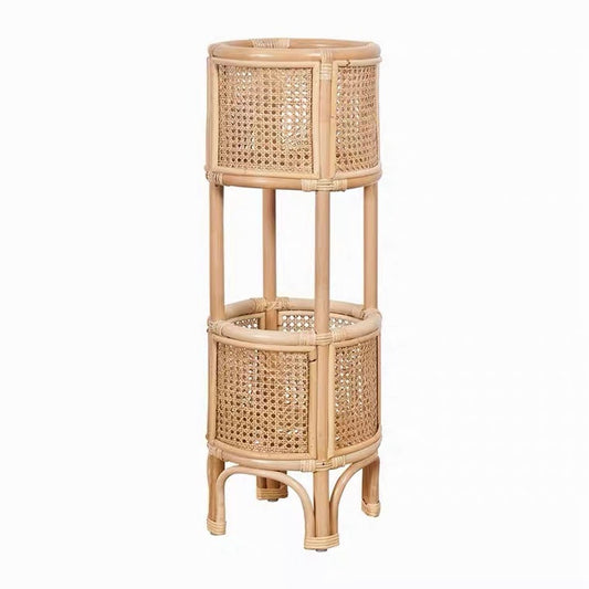 rattan double flower stand