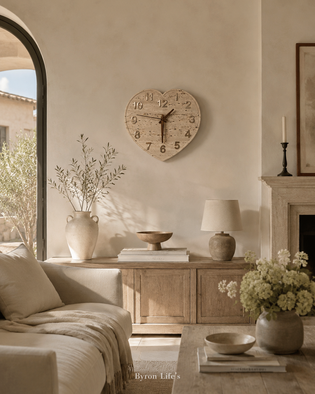 shell stone heart clock