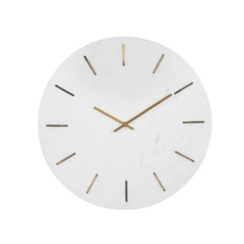 myles marble clock 41cm white/gold