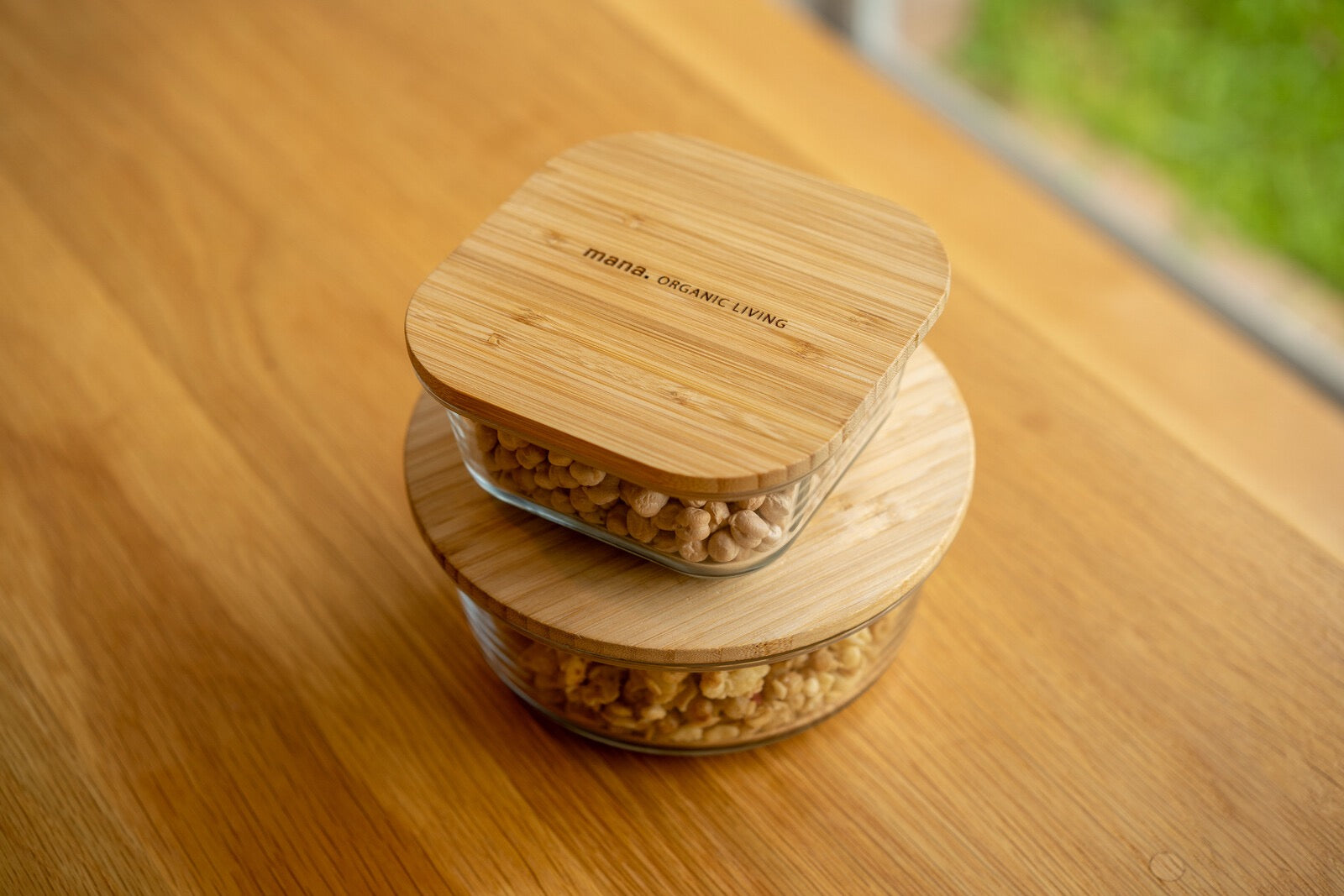 bamboo and glass container
