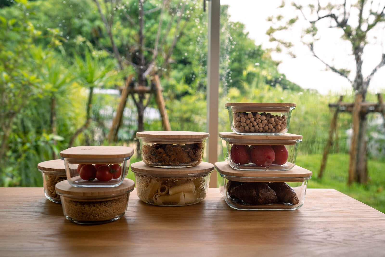 bamboo and glass container