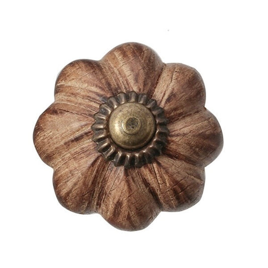 antique flower wood knob