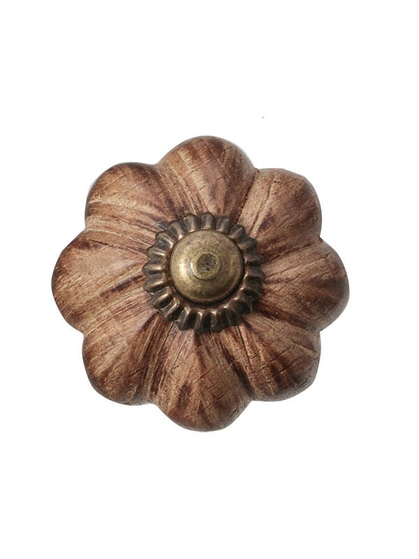 antique flower wood knob