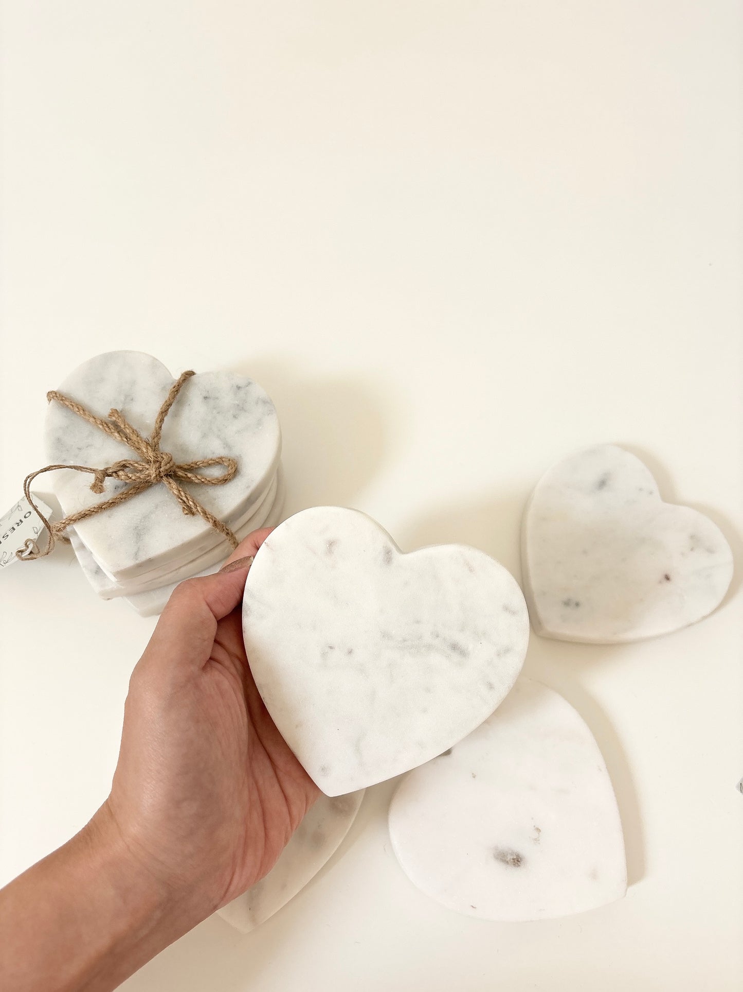 heart coaster white marble