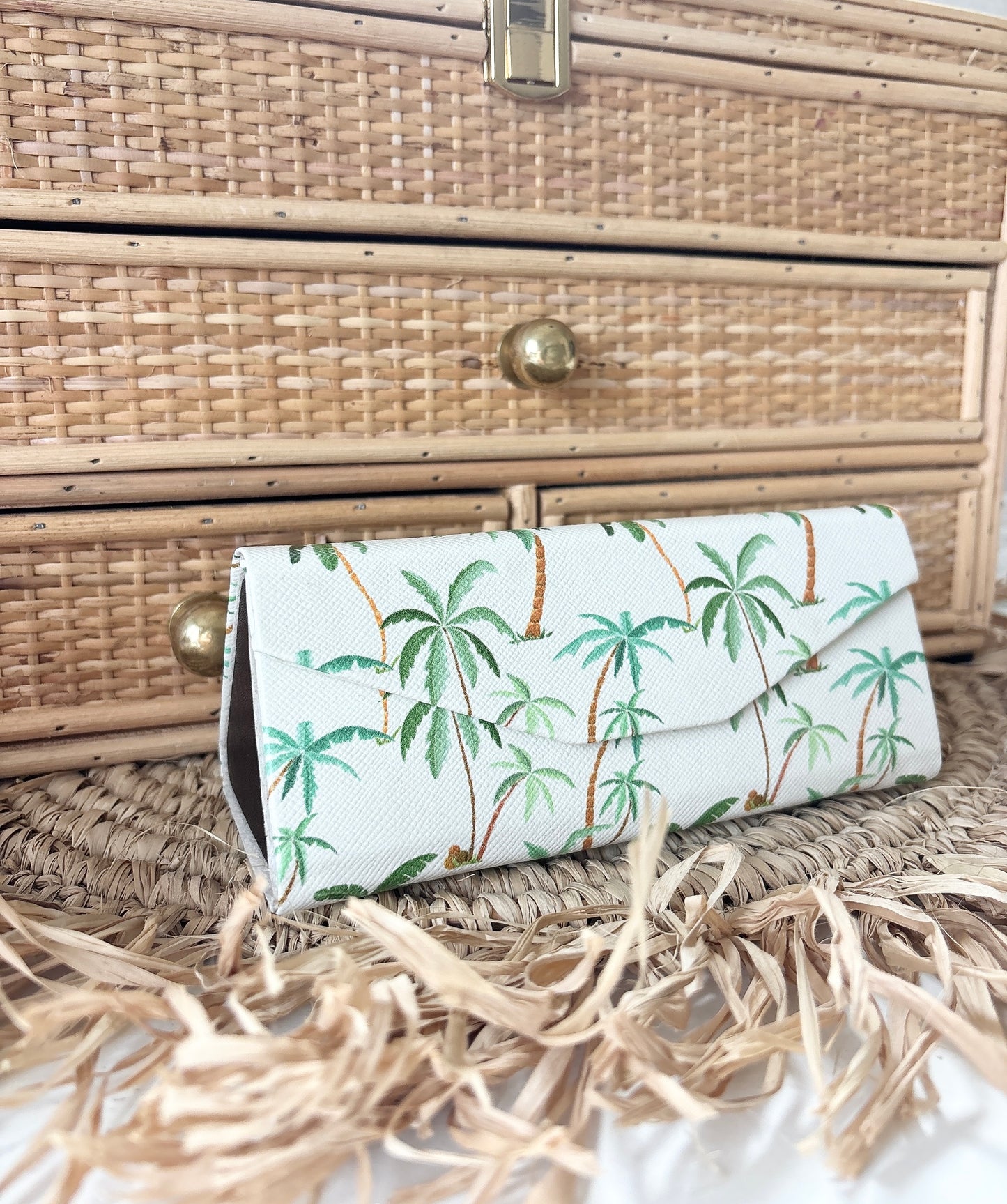 glasses case green palms