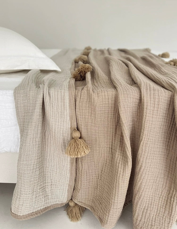 organic cotton tassel blanket