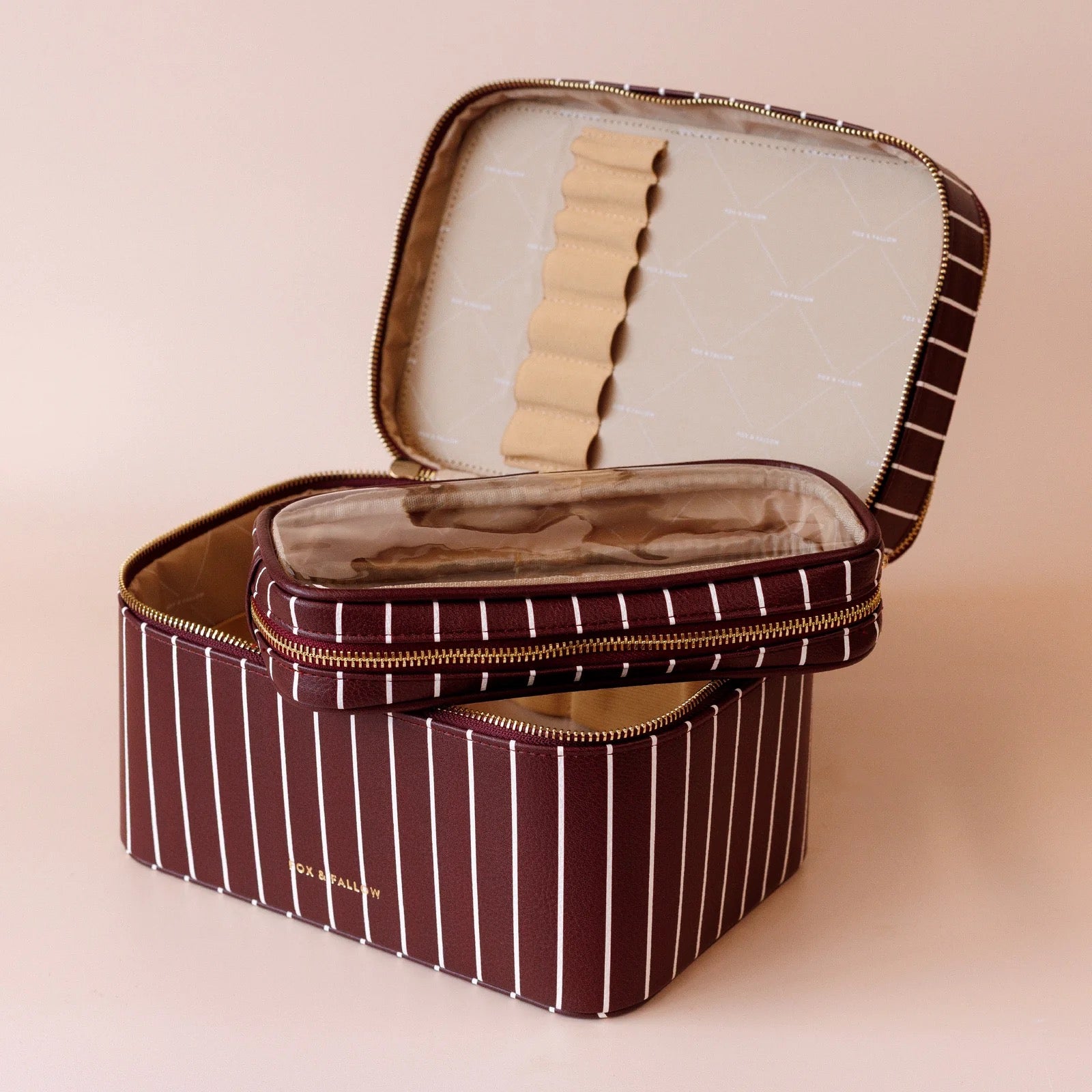 merlot pinstripe vanity case