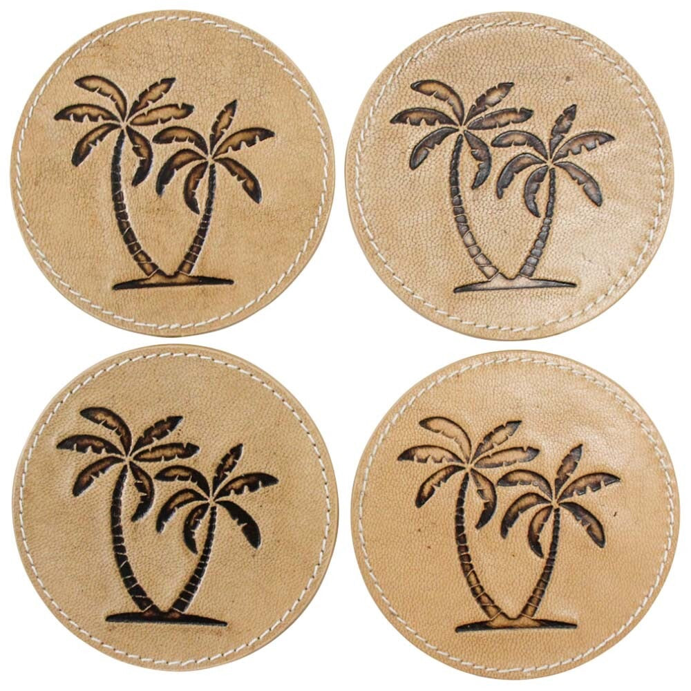 leather coasters palm set