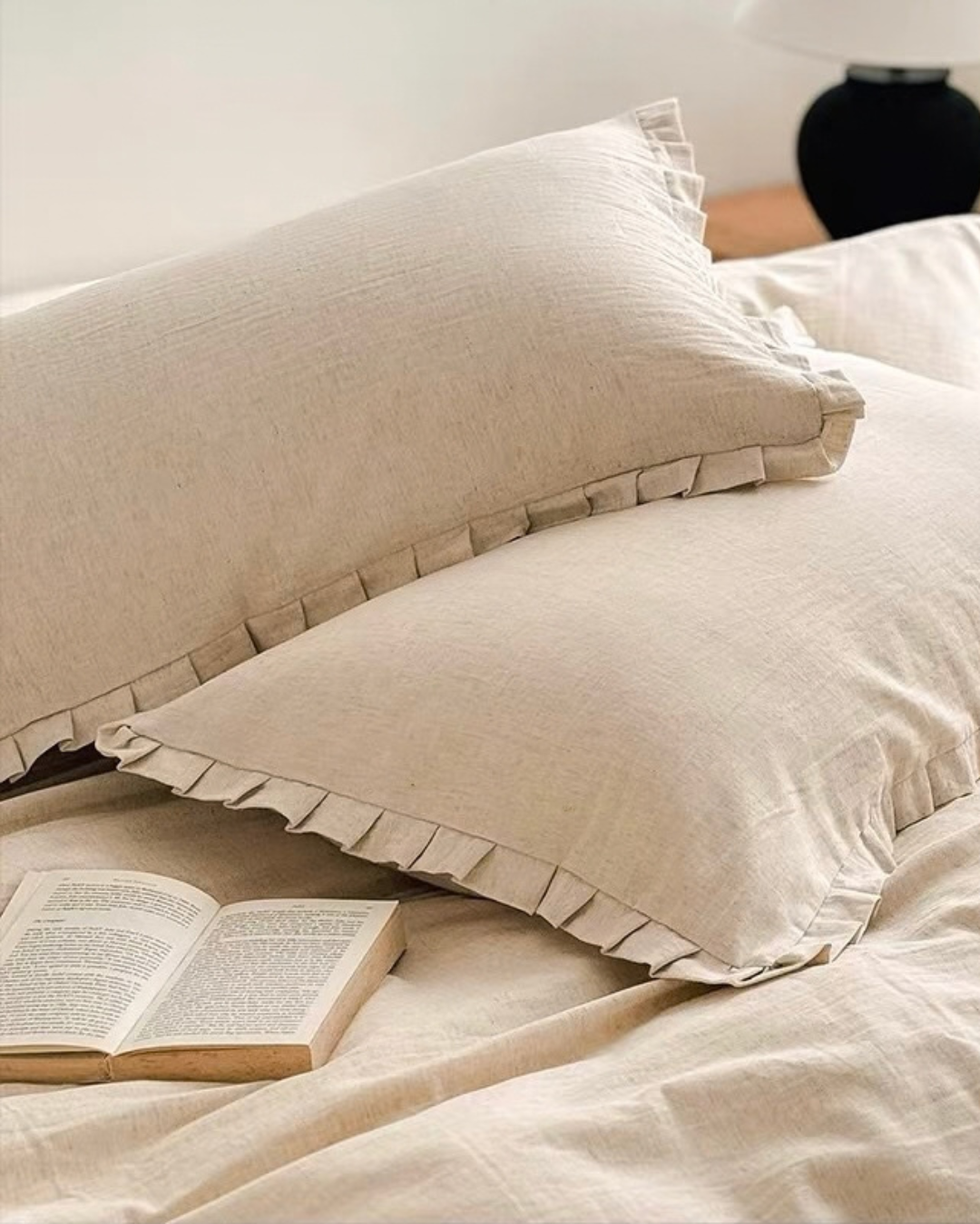 linen cotton frill bedding set