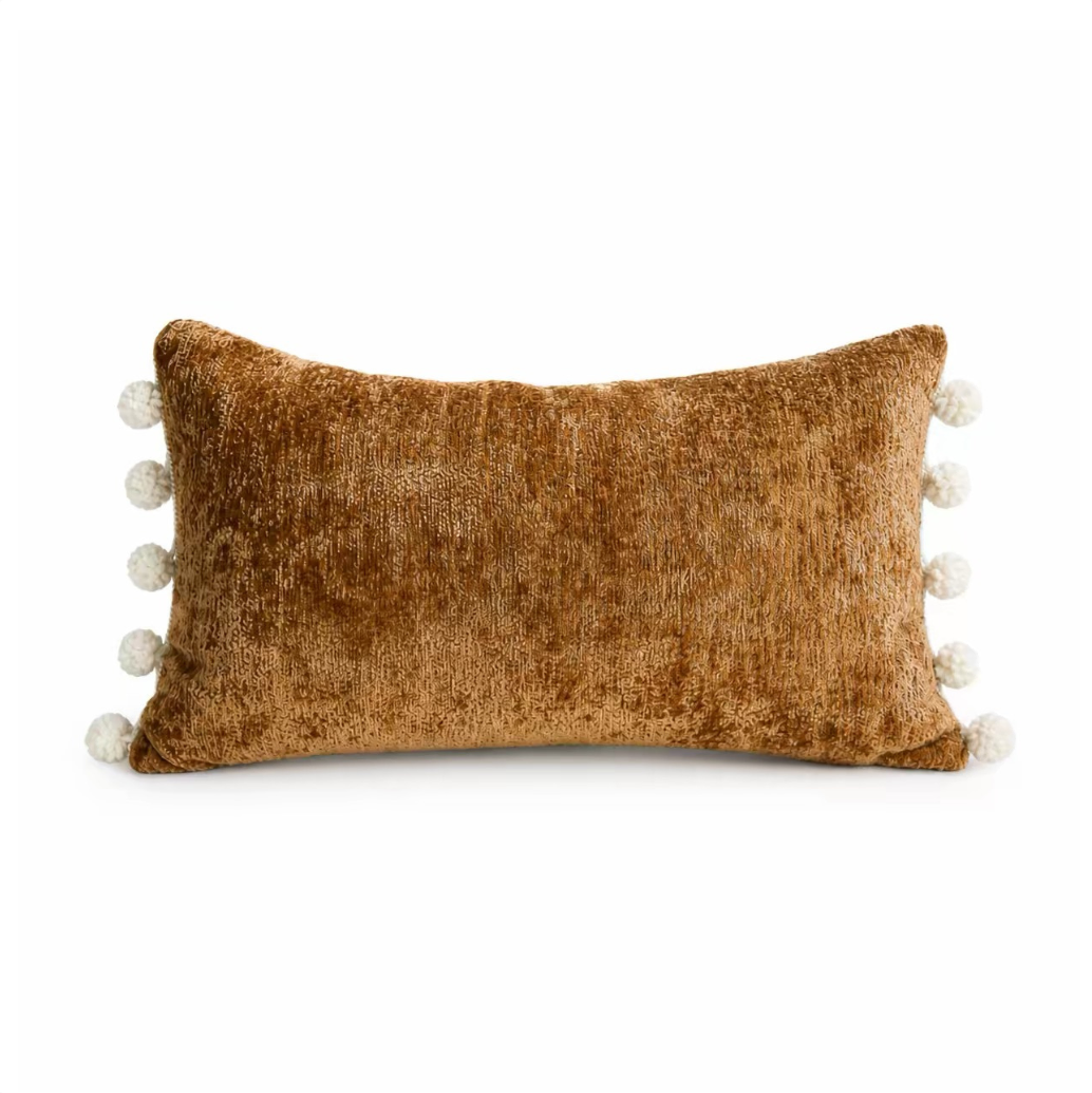 textured pom-pom pillow cover
