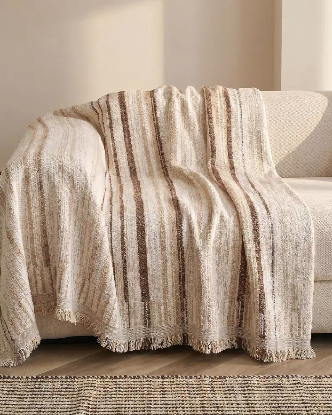 natural stripe sofa cover