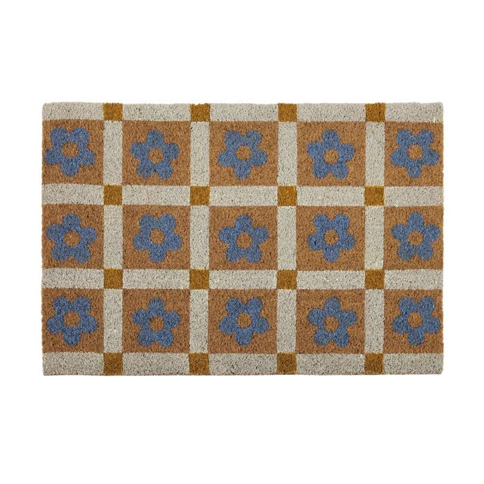 check floral pvc back coir mat