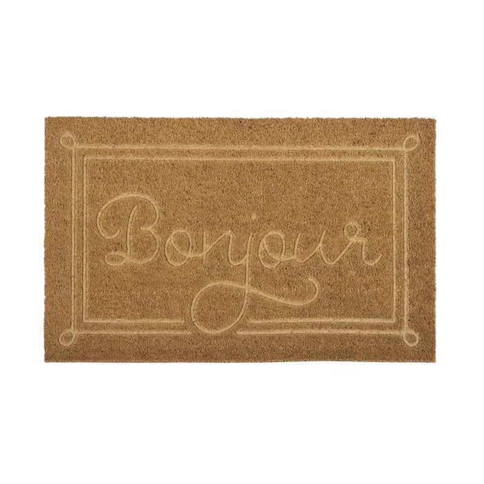 bonjour etched pvc back coir mat