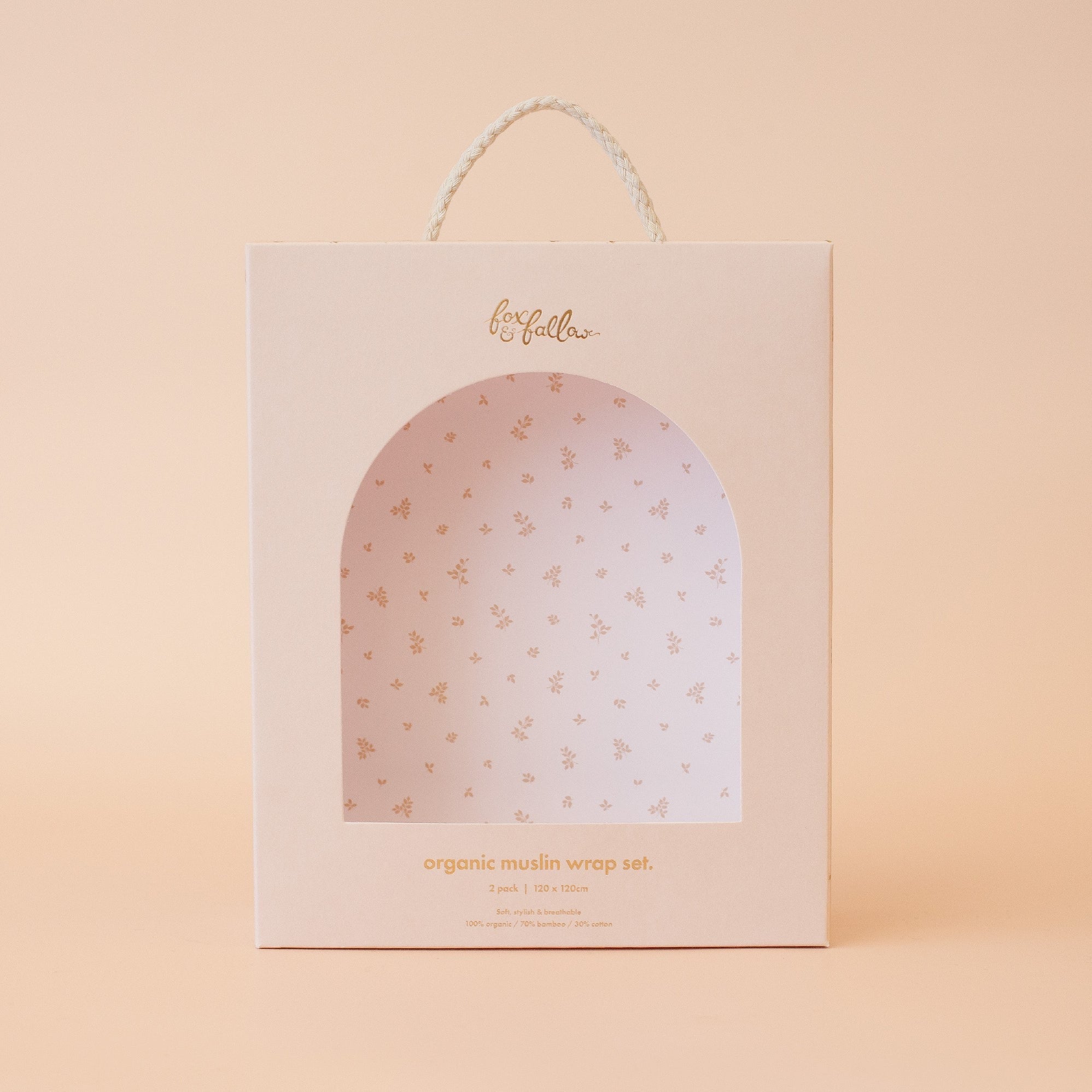 coffee stripe / caramel check organic muslin wrap set
